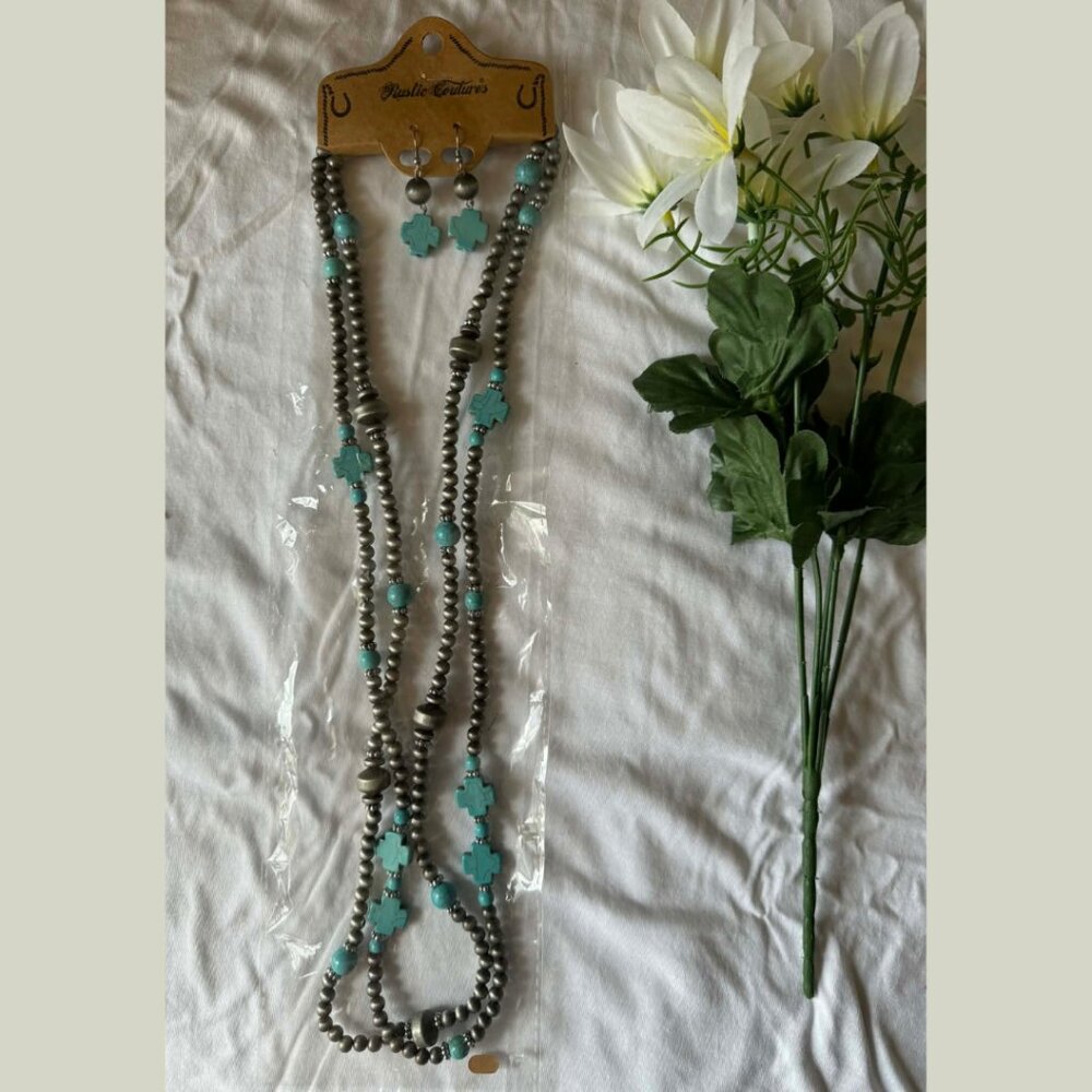 Genuine Turquoise Necklace and Earring Set